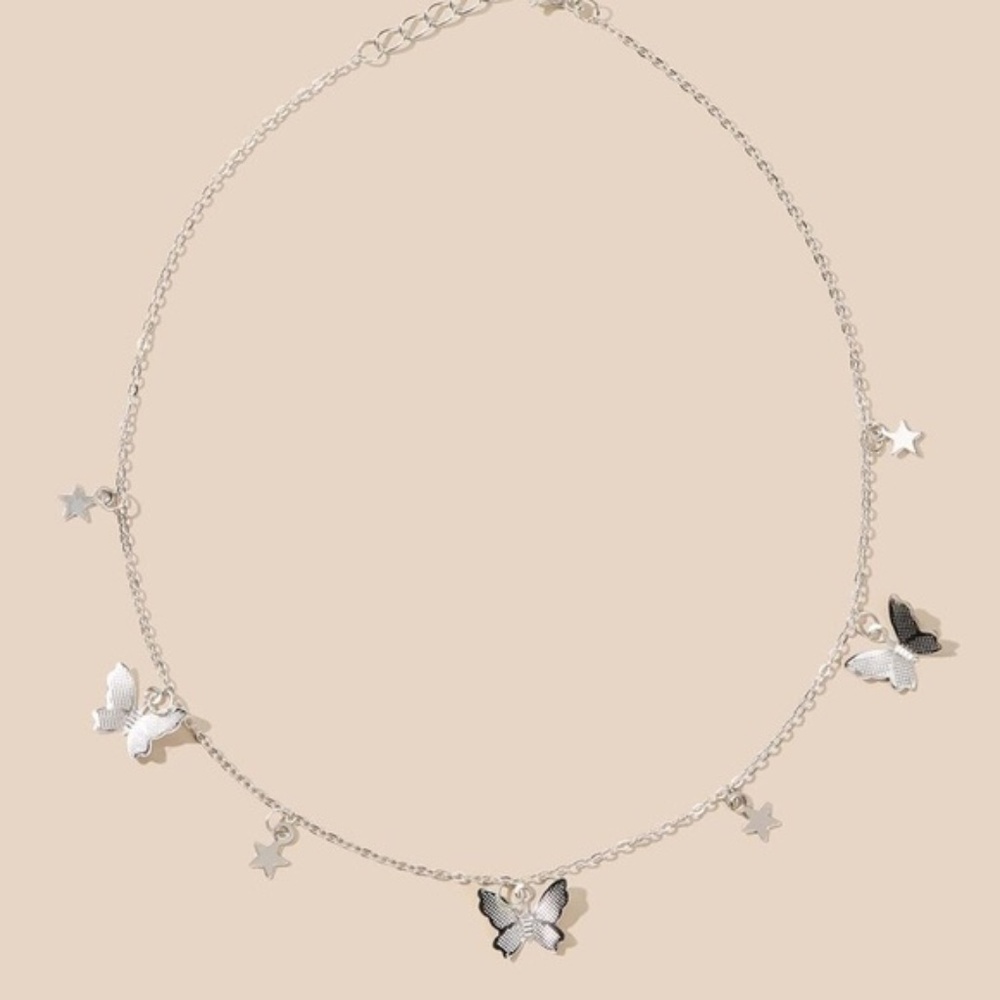 3 for $30 Silver Butterfly Stars Charm Necklace - Picture 2 of 3